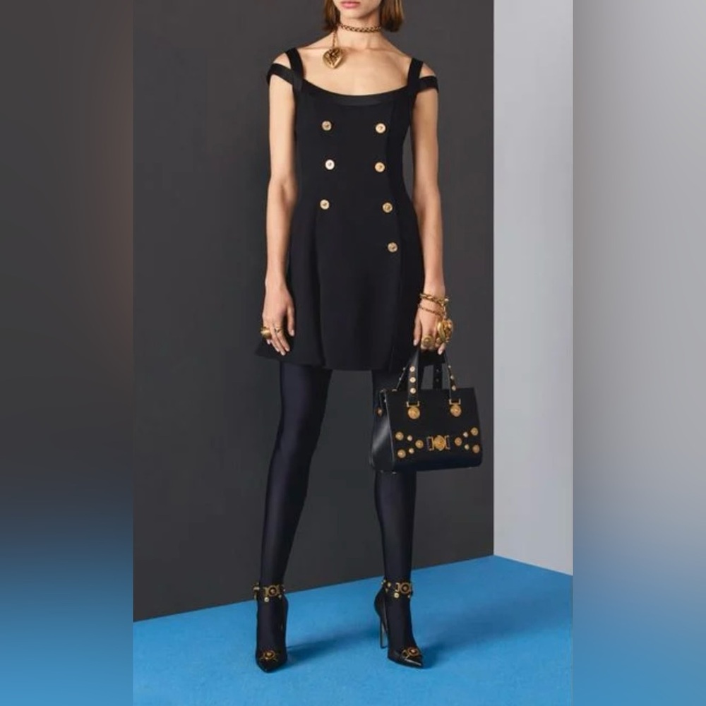 Versace Black and Gold Midi Dress